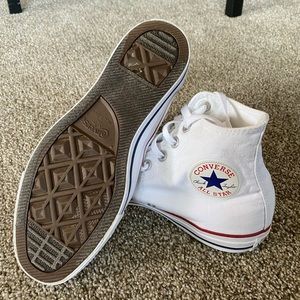 EUC white Converse high tops.